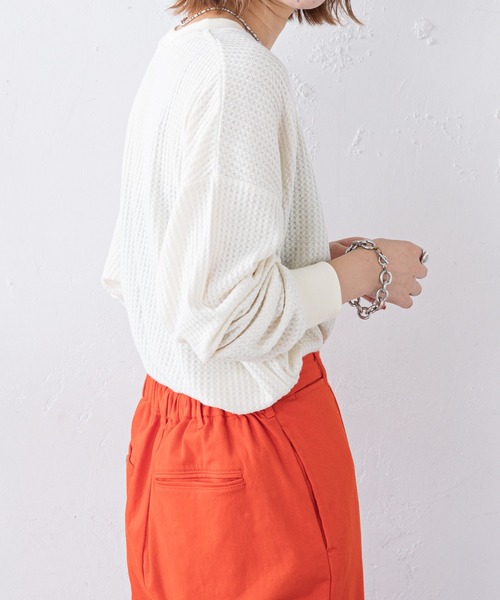 CIAOPANIC TYPY（チャオパニックティピー）の「ビッグワッフルプリントTee（Tシャツ/カットソー・レディース・グリーン/オフホワイト/ブラック・ONE SIZE）」の7枚目の写真