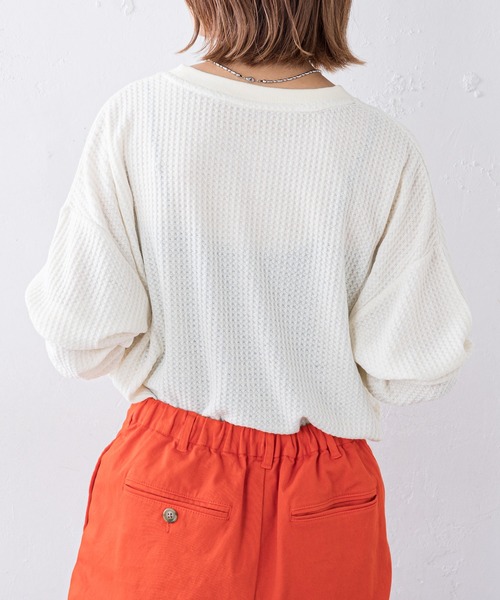 CIAOPANIC TYPY（チャオパニックティピー）の「ビッグワッフルプリントTee（Tシャツ/カットソー・レディース・グリーン/オフホワイト/ブラック・ONE SIZE）」の8枚目の写真