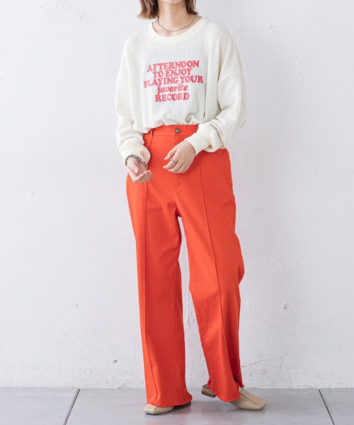 CIAOPANIC TYPY（チャオパニックティピー）の「ビッグワッフルプリントTee（Tシャツ/カットソー・レディース・グリーン/オフホワイト/ブラック・ONE SIZE）」の10枚目の写真