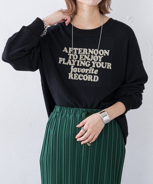 CIAOPANIC TYPY（チャオパニックティピー）の「ビッグワッフルプリントTee（Tシャツ/カットソー・レディース・グリーン/オフホワイト/ブラック・ONE SIZE）」の14枚目の写真