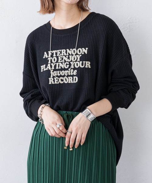 CIAOPANIC TYPY（チャオパニックティピー）の「ビッグワッフルプリントTee（Tシャツ/カットソー・レディース・グリーン/オフホワイト/ブラック・ONE SIZE）」の15枚目の写真