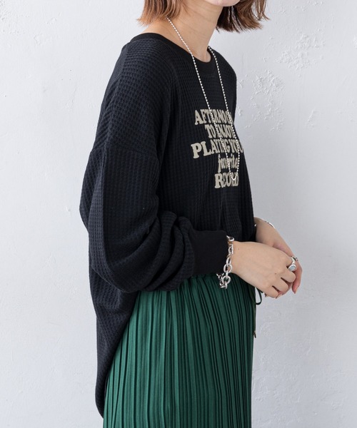 CIAOPANIC TYPY（チャオパニックティピー）の「ビッグワッフルプリントTee（Tシャツ/カットソー・レディース・グリーン/オフホワイト/ブラック・ONE SIZE）」の16枚目の写真