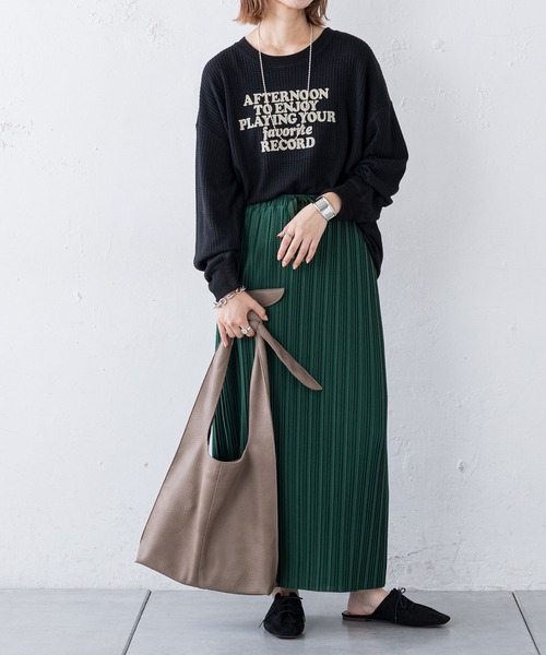 CIAOPANIC TYPY（チャオパニックティピー）の「ビッグワッフルプリントTee（Tシャツ/カットソー・レディース・グリーン/オフホワイト/ブラック・ONE SIZE）」の17枚目の写真