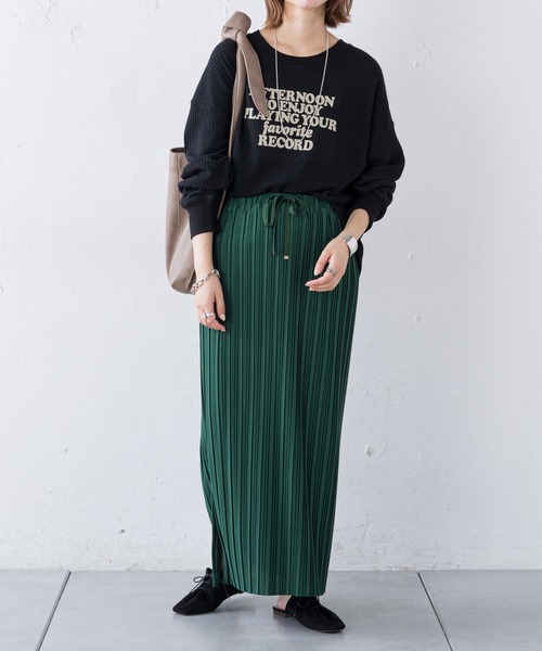 CIAOPANIC TYPY（チャオパニックティピー）の「ビッグワッフルプリントTee（Tシャツ/カットソー・レディース・グリーン/オフホワイト/ブラック・ONE SIZE）」の18枚目の写真