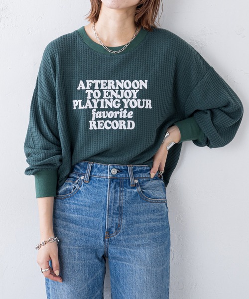 CIAOPANIC TYPY（チャオパニックティピー）の「ビッグワッフルプリントTee（Tシャツ/カットソー・レディース・グリーン/オフホワイト/ブラック・ONE SIZE）」の20枚目の写真