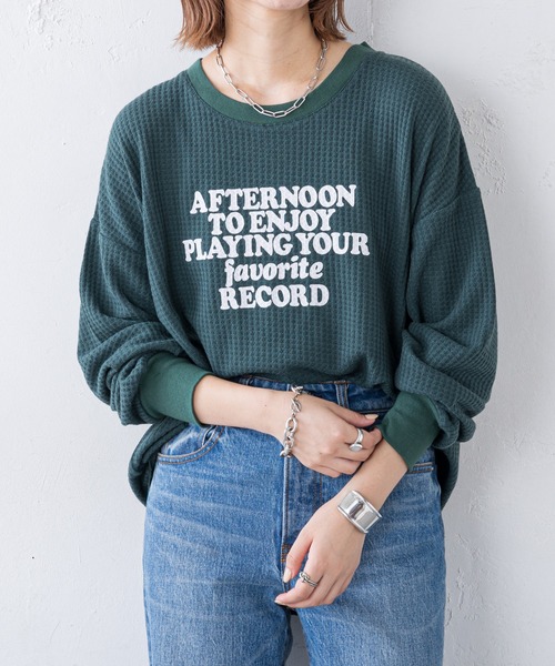 CIAOPANIC TYPY（チャオパニックティピー）の「ビッグワッフルプリントTee（Tシャツ/カットソー・レディース・グリーン/オフホワイト/ブラック・ONE SIZE）」の21枚目の写真