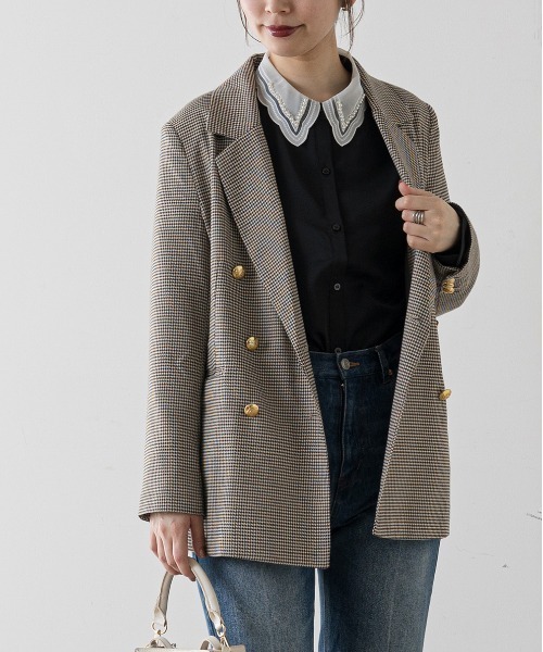 natural couture（ナチュラルクチュール）の「パールカラークラシカルブラウス（シャツ/ブラウス・レディース・ブラック/オフホワイト・FREE）」の5枚目の写真