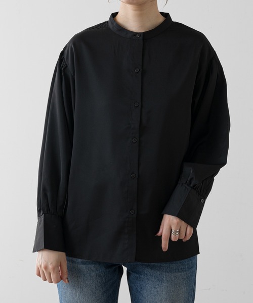 natural couture（ナチュラルクチュール）の「パールカラークラシカルブラウス（シャツ/ブラウス・レディース・ブラック/オフホワイト・FREE）」の6枚目の写真