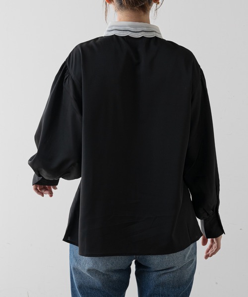 natural couture（ナチュラルクチュール）の「パールカラークラシカルブラウス（シャツ/ブラウス・レディース・ブラック/オフホワイト・FREE）」の13枚目の写真