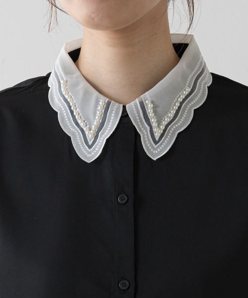 natural couture（ナチュラルクチュール）の「パールカラークラシカルブラウス（シャツ/ブラウス・レディース・ブラック/オフホワイト・FREE）」の15枚目の写真