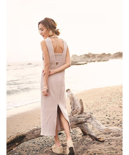 To the sea(トゥーザシー)の「ワッフル2WAYワンピース(ワンピース・レディース・ベージュ/ピンク・FREE)」の1枚目の写真