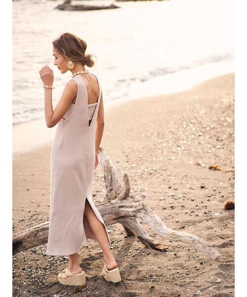 To the sea(トゥーザシー)の「ワッフル2WAYワンピース(ワンピース・レディース・ベージュ/ピンク・FREE)」の4枚目の写真