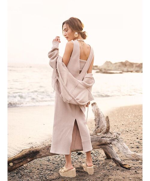 To the sea(トゥーザシー)の「ワッフル2WAYワンピース(ワンピース・レディース・ベージュ/ピンク・FREE)」の5枚目の写真