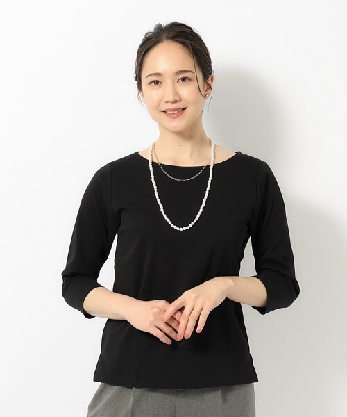 SHOO・LA・RUE（シューラルー）の「◆【S-3L】ビューティースムースカットソー（Tシャツ/カットソー・レディース・ホワイト系2/ブラック系1・01/02/03/04/05）」の8枚目の写真