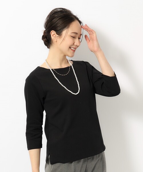 SHOO・LA・RUE（シューラルー）の「◆【S-3L】ビューティースムースカットソー（Tシャツ/カットソー・レディース・ホワイト系2/ブラック系1・01/02/03/04/05）」の9枚目の写真