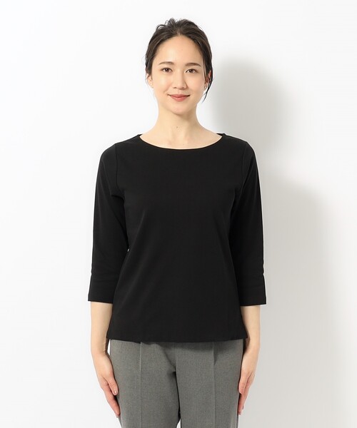 SHOO・LA・RUE（シューラルー）の「◆【S-3L】ビューティースムースカットソー（Tシャツ/カットソー・レディース・ホワイト系2/ブラック系1・01/02/03/04/05）」の6枚目の写真