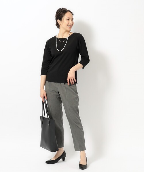 SHOO・LA・RUE（シューラルー）の「◆【S-3L】ビューティースムースカットソー（Tシャツ/カットソー・レディース・ホワイト系2/ブラック系1・01/02/03/04/05）」の13枚目の写真