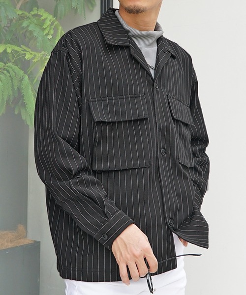 JOKER（ジョーカー）の「【JOKER】選べる10色ツイルオーバーサイズビッグポケットCPOジャケット ビッグシルエットシャツジャケット ブルゾン（ブルゾン・メンズ・ワンウォッシュ/ホワイト系その他/ベージュ/ストライプ/インディゴブルー/ブラック系その他2/ブラック系その他/オリーブ/ブラック/ネイビー・L/M/XL）」の5枚目の写真