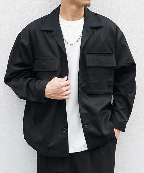 JOKER（ジョーカー）の「【JOKER】選べる10色ツイルオーバーサイズビッグポケットCPOジャケット ビッグシルエットシャツジャケット ブルゾン（ブルゾン・メンズ・ワンウォッシュ/ホワイト系その他/ベージュ/ストライプ/インディゴブルー/ブラック系その他2/ブラック系その他/オリーブ/ブラック/ネイビー・L/M/XL）」の3枚目の写真