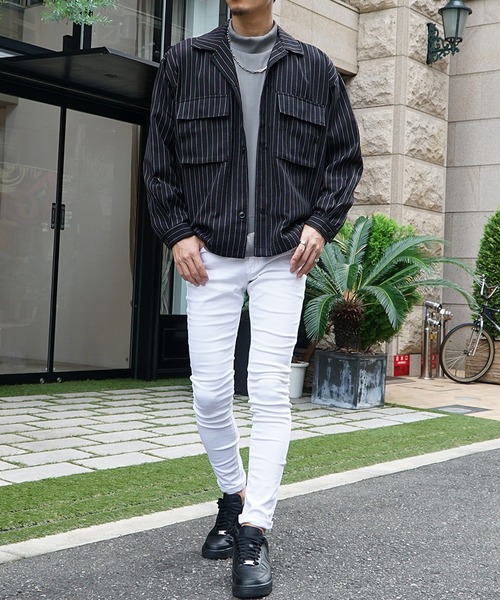 JOKER（ジョーカー）の「【JOKER】選べる10色ツイルオーバーサイズビッグポケットCPOジャケット ビッグシルエットシャツジャケット ブルゾン（ブルゾン・メンズ・ワンウォッシュ/ホワイト系その他/ベージュ/ストライプ/インディゴブルー/ブラック系その他2/ブラック系その他/オリーブ/ブラック/ネイビー・L/M/XL）」の11枚目の写真