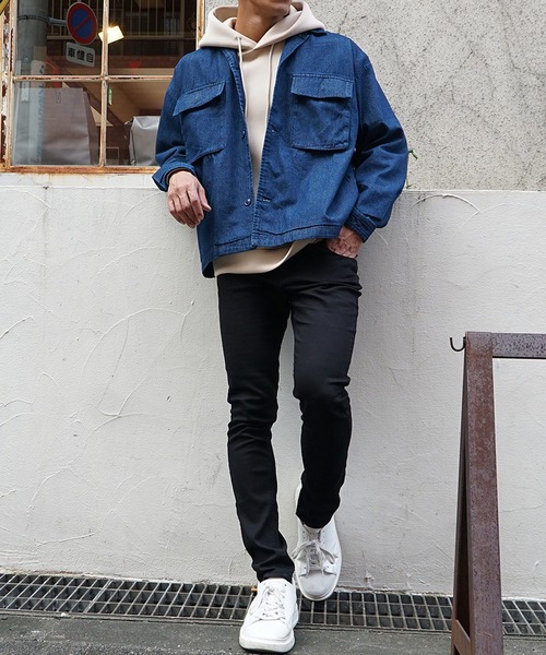 JOKER（ジョーカー）の「【JOKER】選べる10色ツイルオーバーサイズビッグポケットCPOジャケット ビッグシルエットシャツジャケット ブルゾン（ブルゾン・メンズ・ワンウォッシュ/ホワイト系その他/ベージュ/ストライプ/インディゴブルー/ブラック系その他2/ブラック系その他/オリーブ/ブラック/ネイビー・L/M/XL）」の12枚目の写真