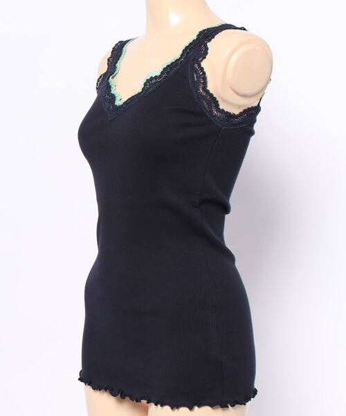 Q（キュー）の「バイカラーテレコタンク（タンクトップ・レディース・ネイビー/パープル/ライトグレー/チャコールグレー/ピンク系その他/ブルー・MEDIUM）」の7枚目の写真