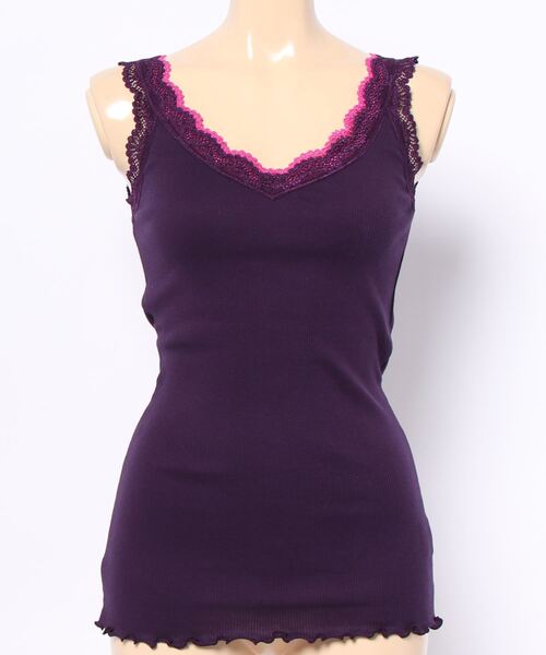 Q（キュー）の「バイカラーテレコタンク（タンクトップ・レディース・ネイビー/パープル/ライトグレー/チャコールグレー/ピンク系その他/ブルー・MEDIUM）」の11枚目の写真