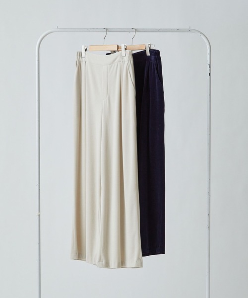 conges payes ADIEU TRISTESSE（コンジェ ペイエ アデュートリステス）の「congés payés× setsuko todorokiCollaboration　「VELOR PANTS」（その他パンツ・レディース・アイボリー/ダークブルー・38）」の20枚目の写真