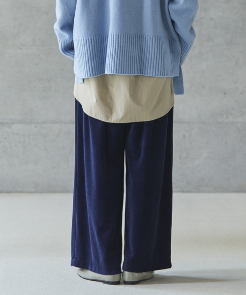 conges payes ADIEU TRISTESSE（コンジェ ペイエ アデュートリステス）の「congés payés× setsuko todorokiCollaboration　「VELOR PANTS」（その他パンツ・レディース・アイボリー/ダークブルー・38）」の15枚目の写真