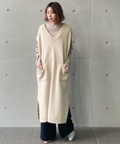 conges payes ADIEU TRISTESSE（コンジェ ペイエ アデュートリステス）の「congés payés× setsuko todorokiCollaboration　「VELOR PANTS」（その他パンツ・レディース・アイボリー/ダークブルー・38）」の22枚目の写真