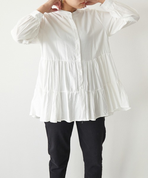 ECRIRE(エクリール)の「ティアード切替BL(シャツ/ブラウス・レディース・グレー/オフホワイト/ブラック・M)」の16枚目の写真