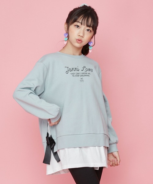 JENNI love（ジェニィラブ）の「スリットレイヤード風トレーナー（スウェット・キッズ・ミント/ブラック/ブラウン・150cm/160cm/130cm/140cm）」の3枚目の写真