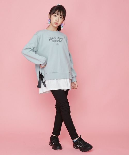 JENNI love（ジェニィラブ）の「スリットレイヤード風トレーナー（スウェット・キッズ・ミント/ブラック/ブラウン・150cm/160cm/130cm/140cm）」の13枚目の写真