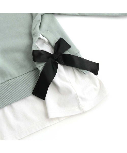 JENNI love（ジェニィラブ）の「スリットレイヤード風トレーナー（スウェット・キッズ・ミント/ブラック/ブラウン・150cm/160cm/130cm/140cm）」の7枚目の写真