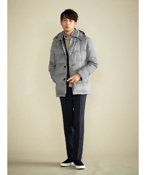 Perfect Suit FActory（パーフェクトスーツファクトリー）の「ビジカジダウンステンカラーコート（ダウンジャケット/コート・メンズ・ネイビー/グレー・LL/S/M/L）」の14枚目の写真