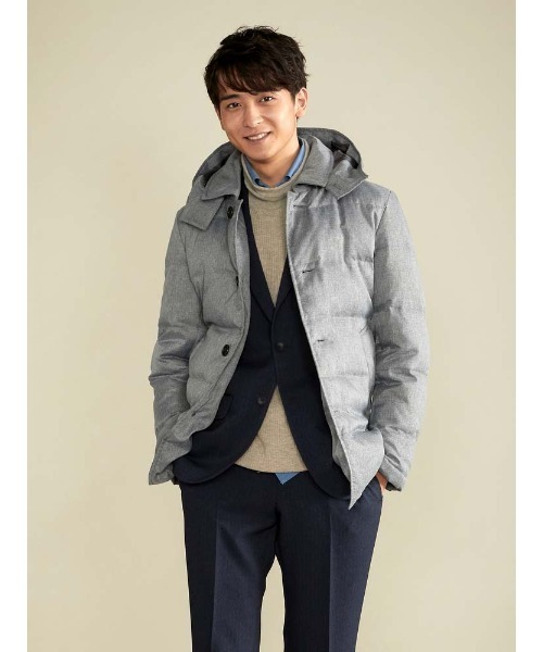 Perfect Suit FActory（パーフェクトスーツファクトリー）の「ビジカジダウンステンカラーコート（ダウンジャケット/コート・メンズ・ネイビー/グレー・LL/S/M/L）」の3枚目の写真