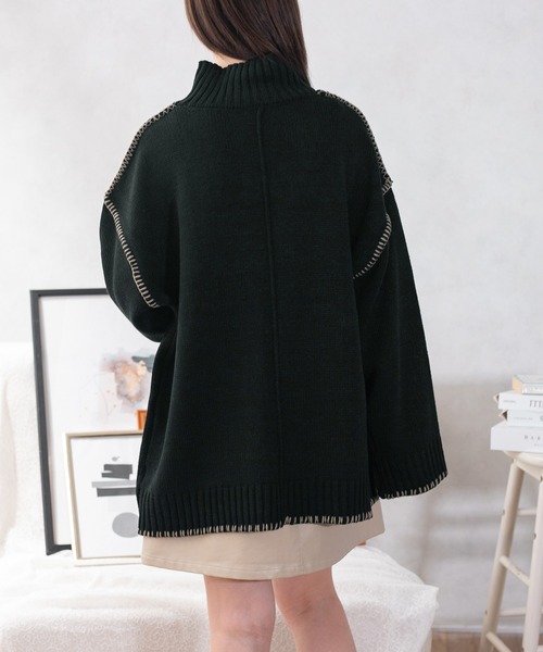 PairPair（ペアペア）の「ハンドステッチ風ニット(ユニセックス)（ニット/セーター・レディース・ブラック/アイボリー/ブルー系その他・MEDIUM/LARGE）」の16枚目の写真