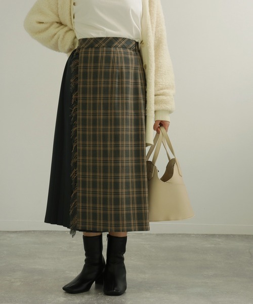 AULI(アウリィ)の「【低身長向けサイズ】チェックプリーツラップ風スカート(スカート・レディース・イエロー/オレンジ/グリーン・S/XS)」の13枚目の写真