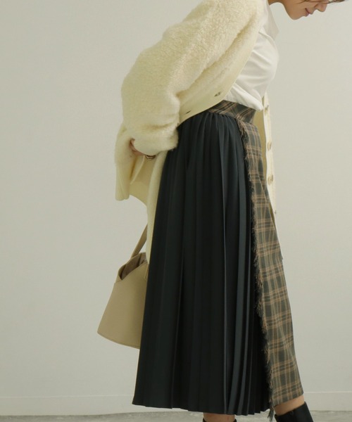 AULI(アウリィ)の「【低身長向けサイズ】チェックプリーツラップ風スカート(スカート・レディース・イエロー/オレンジ/グリーン・S/XS)」の7枚目の写真