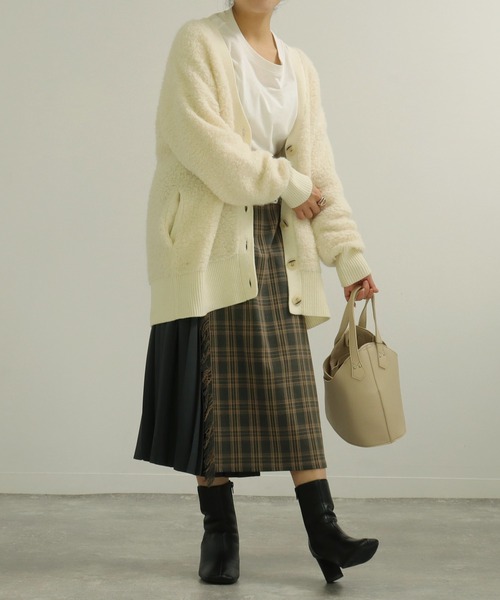 AULI(アウリィ)の「【低身長向けサイズ】チェックプリーツラップ風スカート(スカート・レディース・イエロー/オレンジ/グリーン・S/XS)」の4枚目の写真