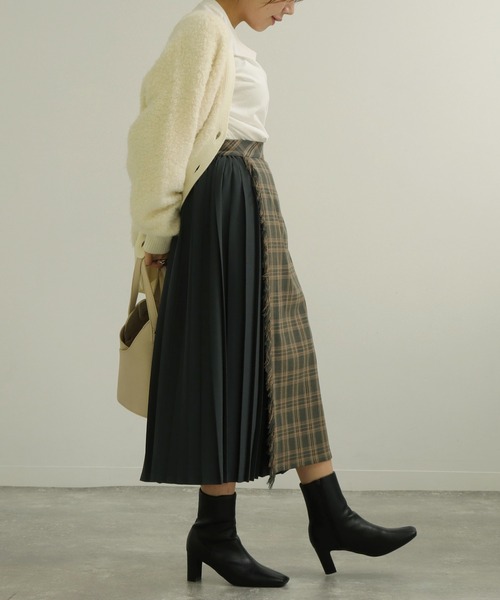 AULI(アウリィ)の「【低身長向けサイズ】チェックプリーツラップ風スカート(スカート・レディース・イエロー/オレンジ/グリーン・S/XS)」の16枚目の写真