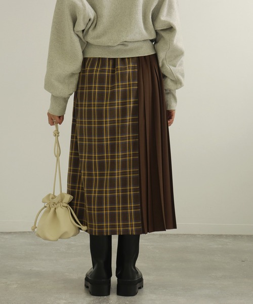 AULI(アウリィ)の「【低身長向けサイズ】チェックプリーツラップ風スカート(スカート・レディース・イエロー/オレンジ/グリーン・S/XS)」の11枚目の写真