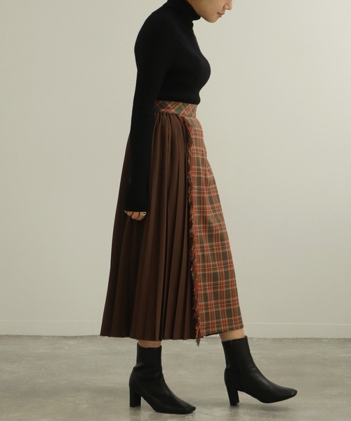 AULI(アウリィ)の「【低身長向けサイズ】チェックプリーツラップ風スカート(スカート・レディース・イエロー/オレンジ/グリーン・S/XS)」の20枚目の写真