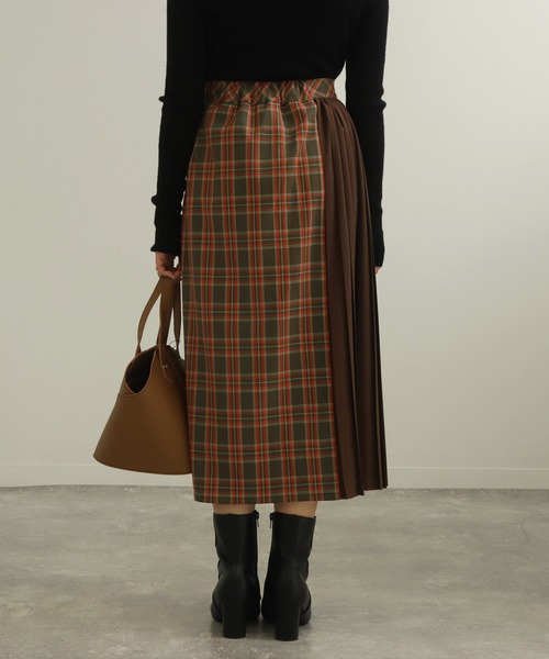AULI(アウリィ)の「【低身長向けサイズ】チェックプリーツラップ風スカート(スカート・レディース・イエロー/オレンジ/グリーン・S/XS)」の12枚目の写真