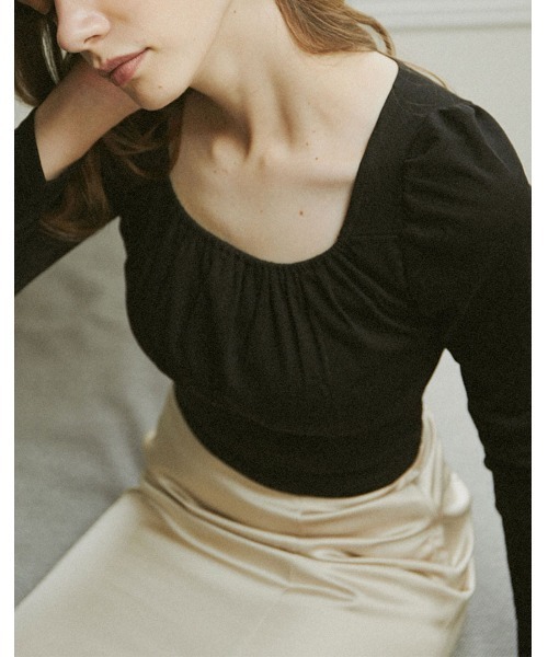 mangata（モンガータ）の「Square neck tee（Tシャツ/カットソー・レディース・ホワイト/ブラック・FREE）」の10枚目の写真