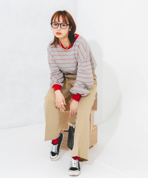 nemne store(ネンネストア)の「マルチボーダーウラケスウェット(スウェット・レディース・ベージュ/グレー/ピンク/グリーン・フリー)」の19枚目の写真