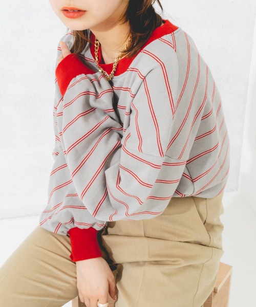 nemne store(ネンネストア)の「マルチボーダーウラケスウェット(スウェット・レディース・ベージュ/グレー/ピンク/グリーン・フリー)」の21枚目の写真