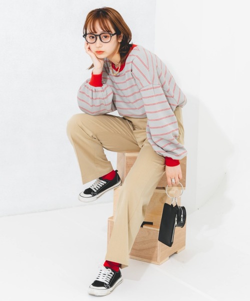 nemne store(ネンネストア)の「マルチボーダーウラケスウェット(スウェット・レディース・ベージュ/グレー/ピンク/グリーン・フリー)」の6枚目の写真