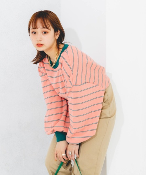 nemne store(ネンネストア)の「マルチボーダーウラケスウェット(スウェット・レディース・ベージュ/グレー/ピンク/グリーン・フリー)」の18枚目の写真