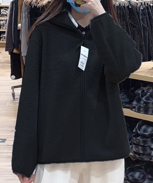 DAY CLOSET(デイ クローゼット)の「レディース フード付きミディ丈ボアブルゾン(ブルゾン・レディース・ブラック/カーキ/ブルー系その他/アイボリー・ONE SIZE)」の7枚目の写真